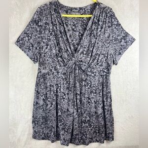 SOMA Blueish-Gray Twist Top Sz XXL 2XL Comfortable V-Neck Super Soft Stretchy